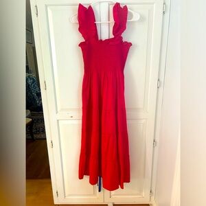 NWT Hill House Ellie Nap Dress, size XS, in Raspberry Red Poplin